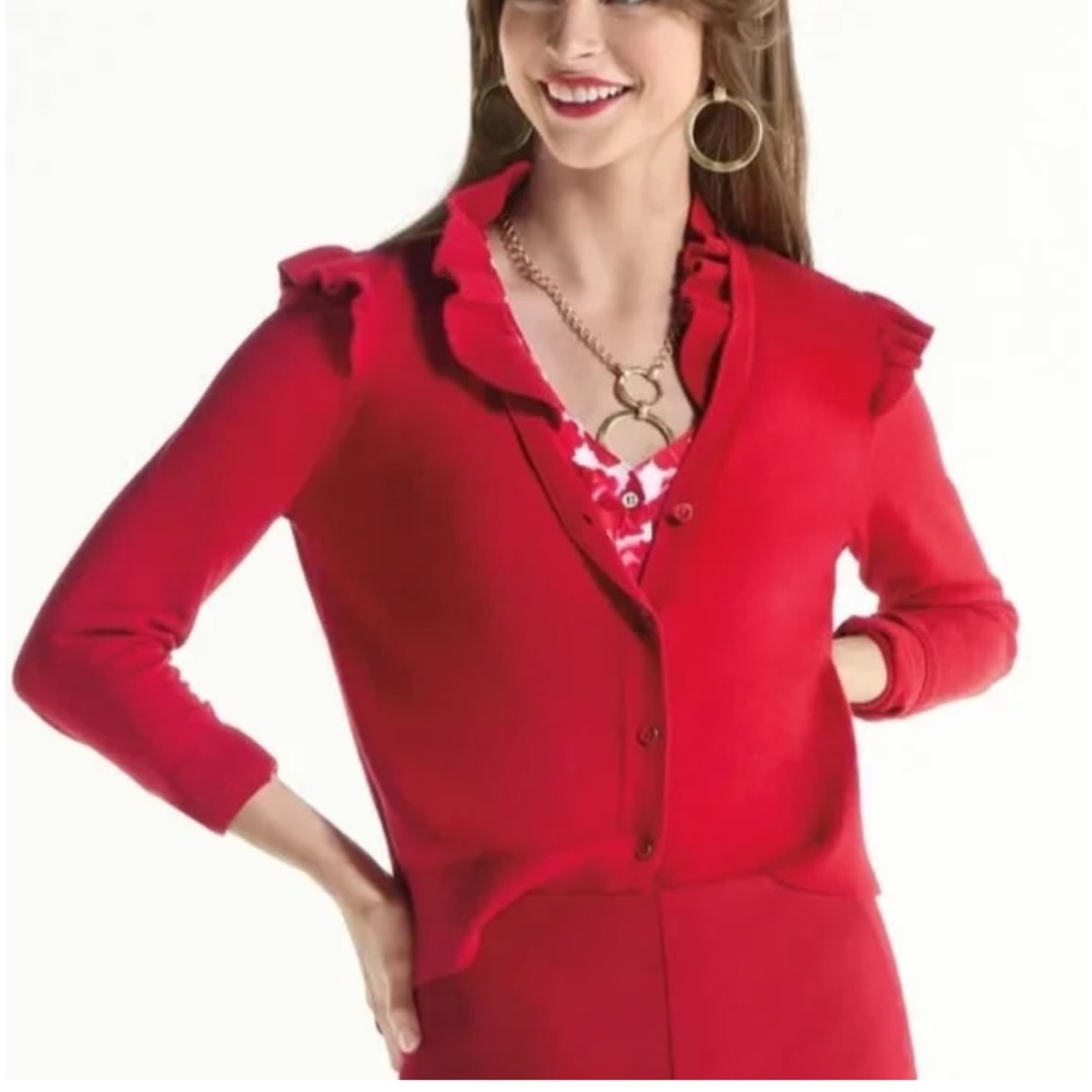 CAbi Vibrant Red Knit Cardigan